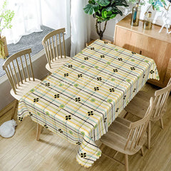 Lofaris Yellow Plaid Floral Rectangle Tablecloth Green Checkered Flower Pattern Cover Country Picnic Dining Decor