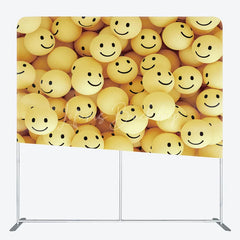Lofaris Yellow Smile Face Tension Fabric Backdrop 3D Happy Emoticon Decor Fun Cute Theme Background for Kids Birthday Party