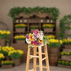 Lofaris Yellow Tulip Sweet Wooden Floral Spring Backdrop