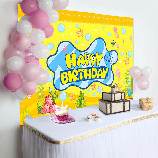 Lofaris Yellow Undersea Sponge Bubbles Birthday Backdrop