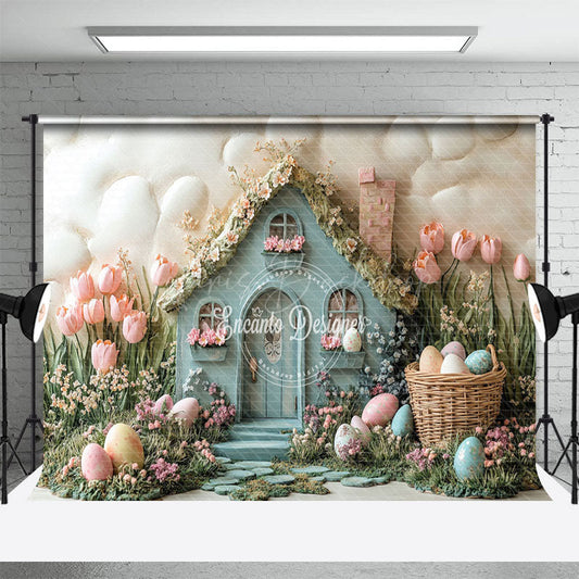 Lofaris Yellowish Wall Green House Spring Easter Backdrop