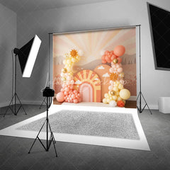 Lofaris You Are My Sunshine Backdrop Peach and Yellow Sun Clouds Photography Background for First Birthday