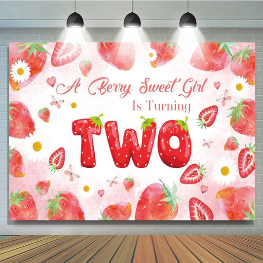 Lofaris You Are Two Sweet Strawberry Girl Birthday Backdrop