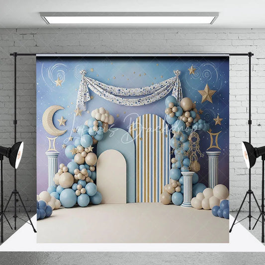 Lofaris Zodiac Gemini Birthday Backdrop Starry Night Sky and Roman Column Cake Smash Photography Background