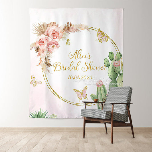 Lofaris Love And Tacos Cactus Floral Bridal Shower Backdrop For Party