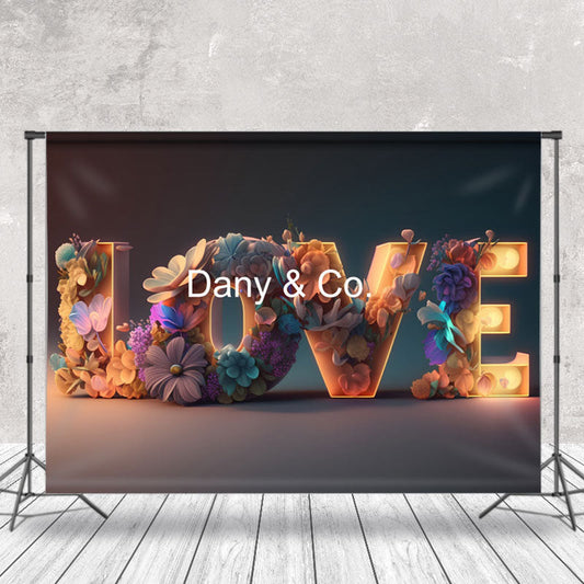 Lofaris LOVE Flowers Decoration Valentine’s Day Backdrop