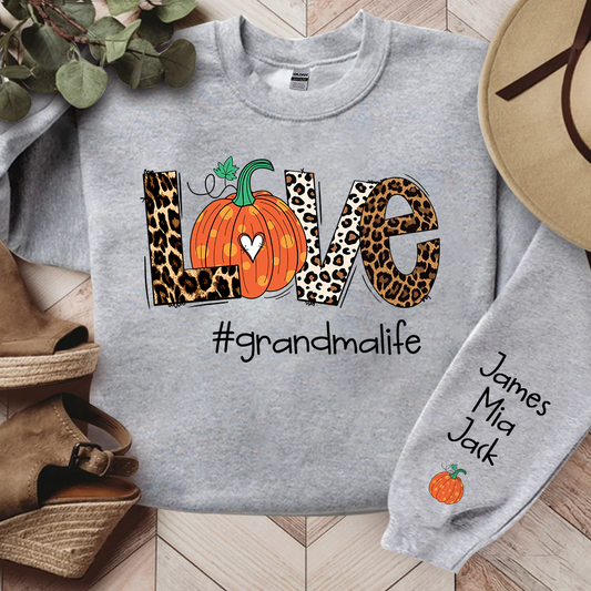 Lofaris Love Grandma Life Leopard Pumpkin Custom Sweatshirt