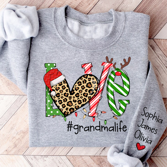 Lofaris Merry Christmas Love grandmalife Sweatshirt with Grandkids