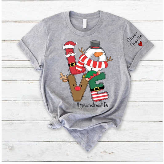 Lofaris Love Grandma Life Personalized Christmas T-Shirt