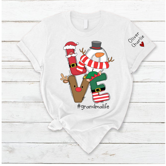 Lofaris Love Grandma Life Personalized Christmas T-Shirt
