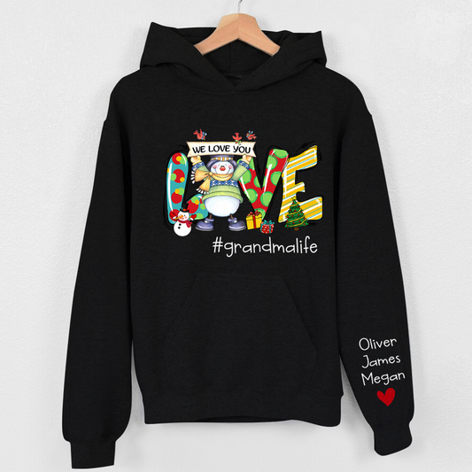 Lofaris Love Grandma Life Xmas Snowman Custom Name Hoodie