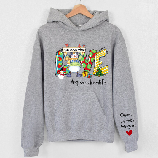 Lofaris Love Grandma Life Xmas Snowman Custom Name Hoodie