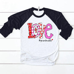 Lofaris Love Grandma Valentine Custom Name Baseball Shirt
