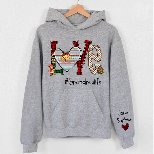 Lofaris Love Heart Grandma Life Christmas Custom Hoodie