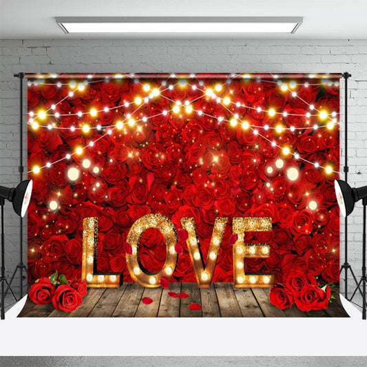 Lofaris Love Light Rose Wood Floor Valentines Day Backdrop