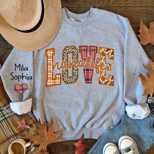 Lofaris Love Nana Life Grandkids Autumn Custom Sweatshirt