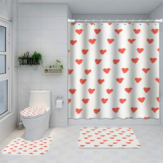 Lofaris Love Red Hearts Boho Valentines Bathtub Shower Curtain