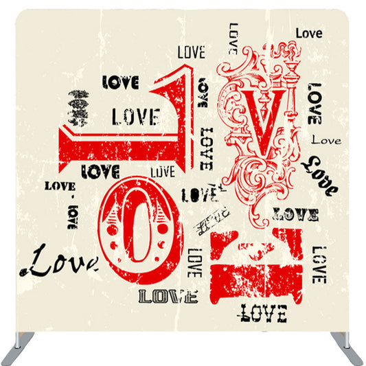 Lofaris Love Signet Style Beige Fabric Valentines Day Backdrop