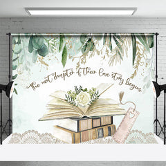 Lofaris Love Story Begins Green Leaves Book Wedding Backdrop