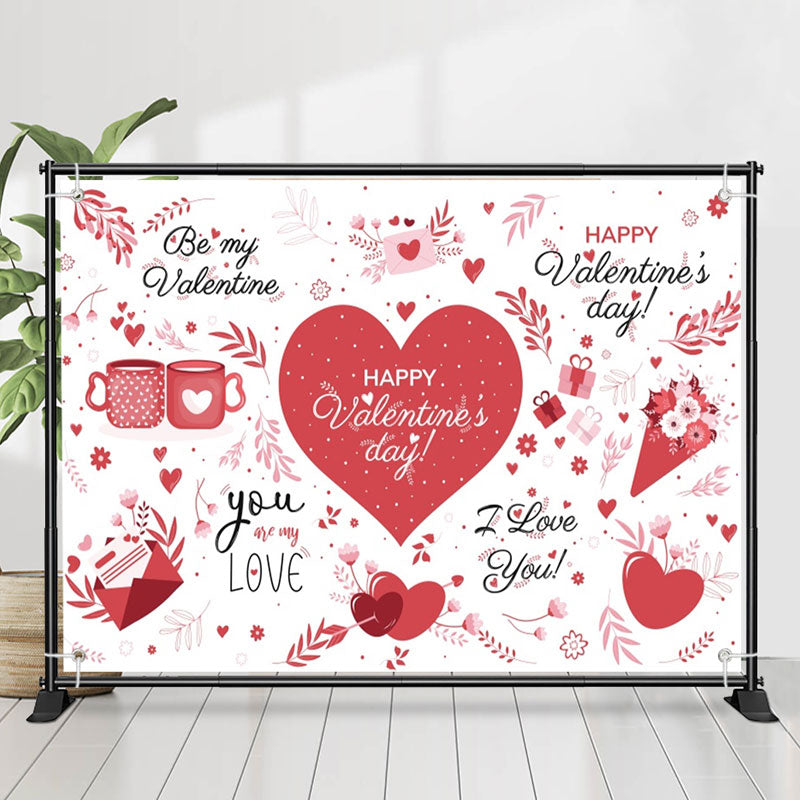 Lofaris Love You Red Heart Letter Valentines Day Backdrop