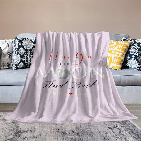 Lofaris Love You To The Moon Custom Valentines Day Blanket