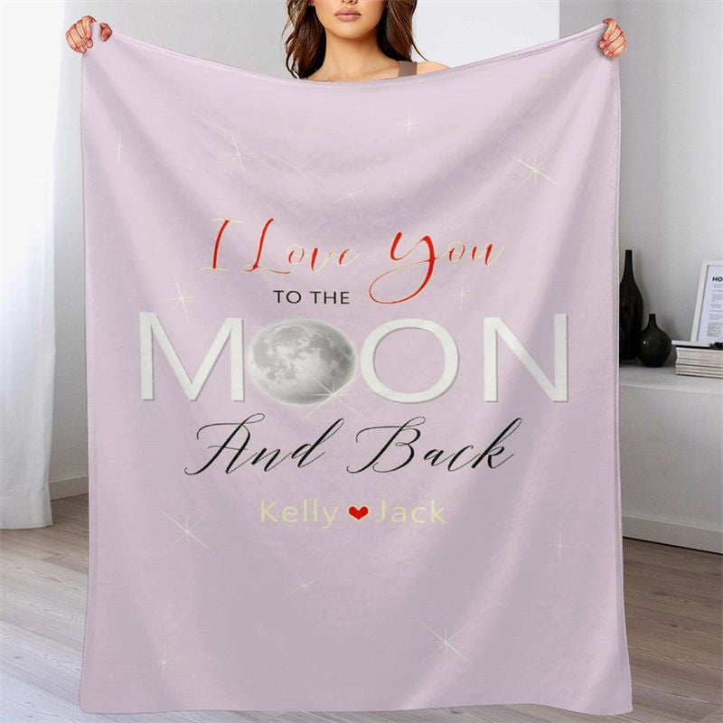 Lofaris Love You To The Moon Custom Valentines Day Blanket