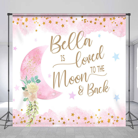 Lofaris Loved To The Moon Back Custom Baby Shower Backdrop