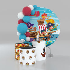 Lofaris Lovely Baby Pirates And Sea Round Birthday Backdrop Kit