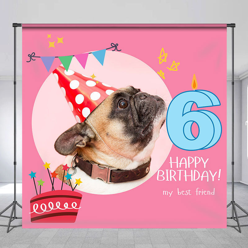 Lovely Cake Pink Custom Photo Birthday Backdrop For Pets - Lofaris