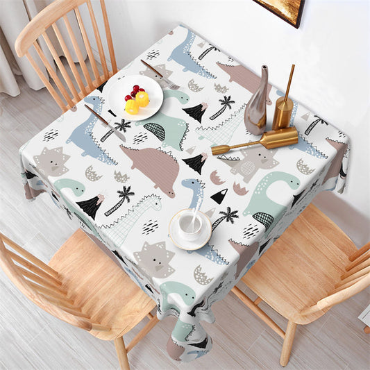 Lofaris Lovely Dinosaur Parrerns White Square Tablecloth