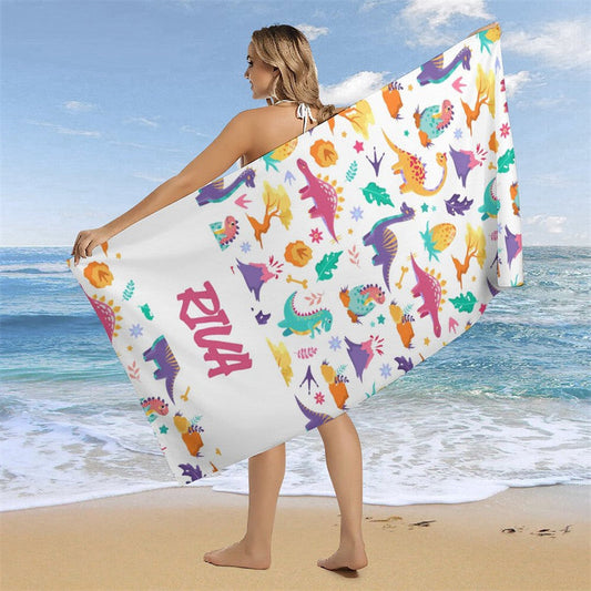 Lofaris Lovely Dinosaurs Volcano Repeat Custom Beach Towel