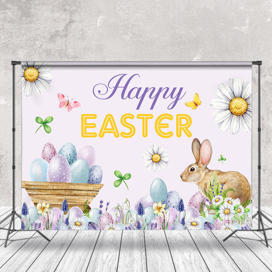 Lofaris Lovely Eggs Flower Bunny Butterfly Easter Backdrop