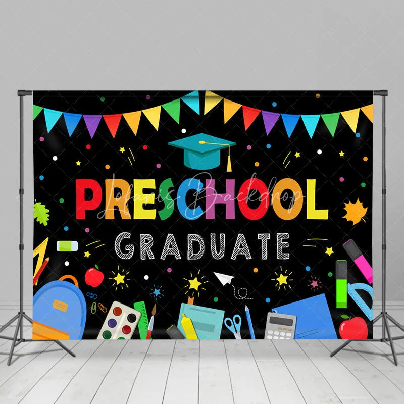 Lofaris Lovely Flag And Star Preschool Graduation Backdrop
