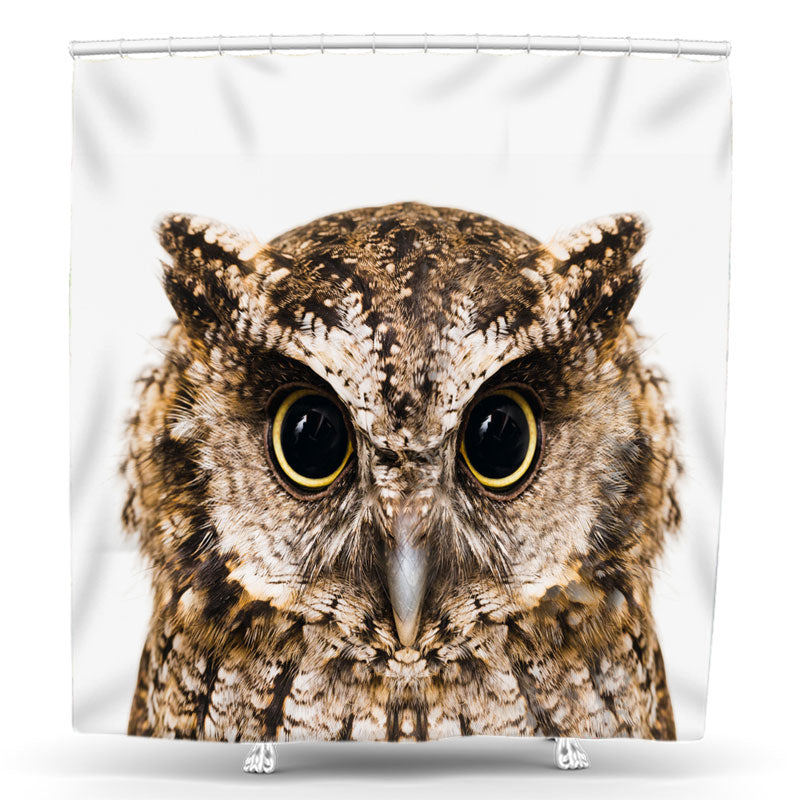 Lofaris Lovely Owl Bust Shot Photo White Shower Curtain