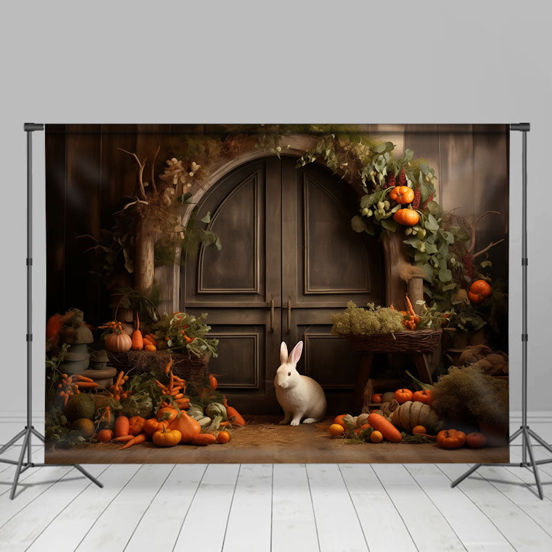 Lofaris Lovely Rabbit Carrot Vintage Door Easter Backdrop