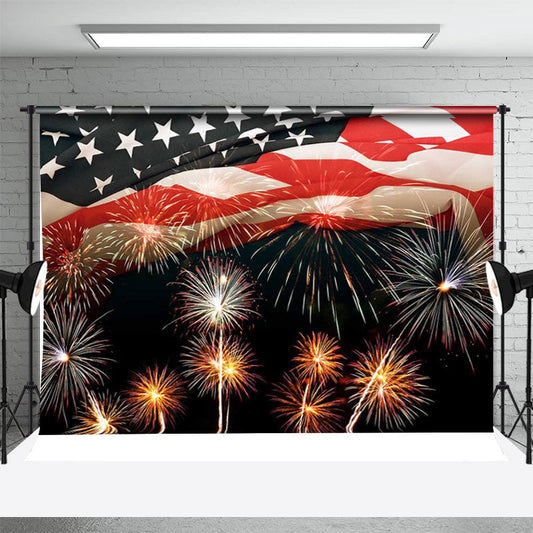 Lofaris Lovely Spark Night Flag Independence Day Backdrop