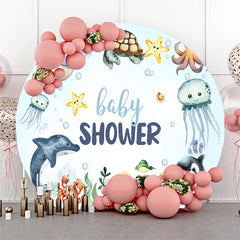 Lofaris Lovely Undersea Fishes Circle Baby Shower Backdrop
