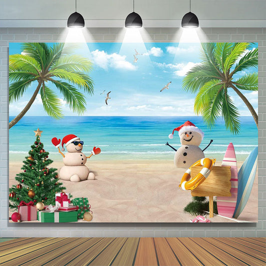 Lofaris Luau Palm Leaves Ocean Island Xmas In July Backdrop