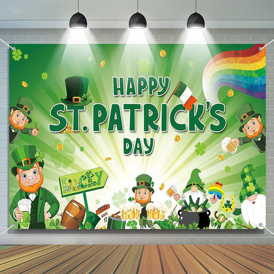 Lofaris Lucky Green Light Beer Elf St Patricks Day Backdrop