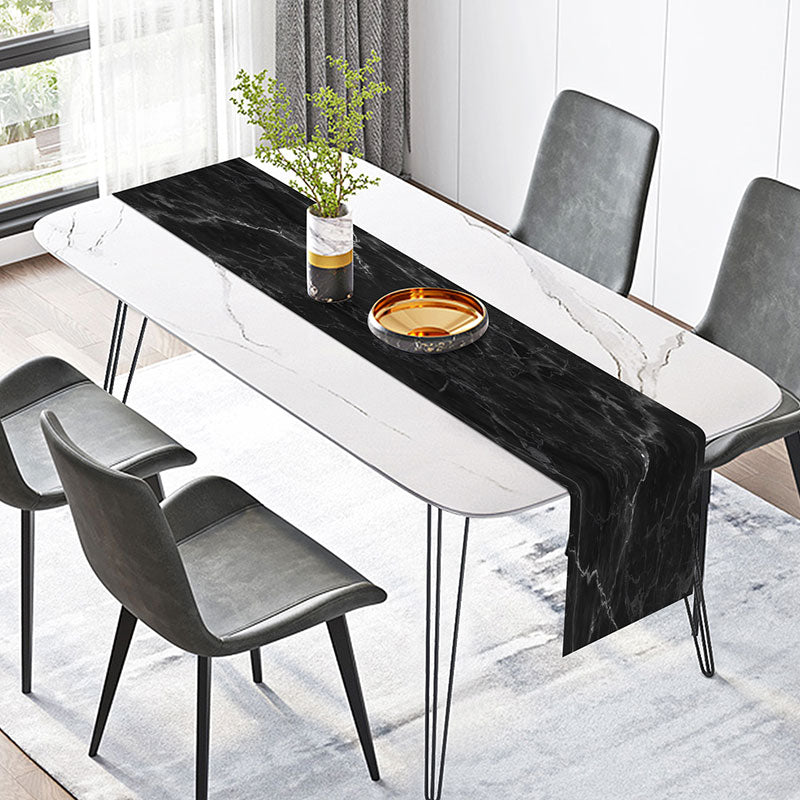 Lofaris Luxurious Marble Texture Black Modern Table Runner