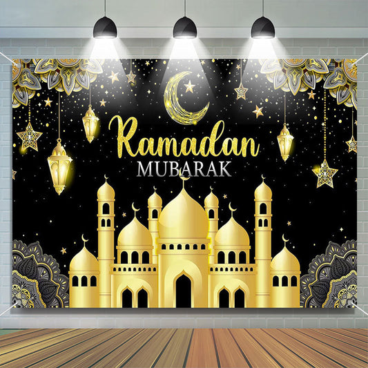 Lofaris Luxury Gold Mandala Dome Palace Moon Ramadan Backdrop