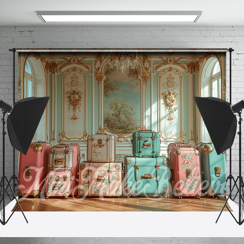 Lofaris Luxury Interior Spring Photo Backdrop With Luggage