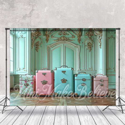Lofaris Luxury Teal Wall Luggage Spring Photography Backdrop
