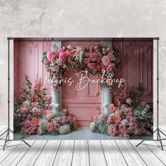 Lofaris Luxury Vintage Pink Wall Floral Wedding Backdrop