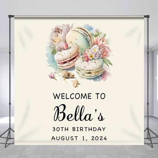Lofaris Macaron Floral Paint Custom 30th Birthday Backdrop