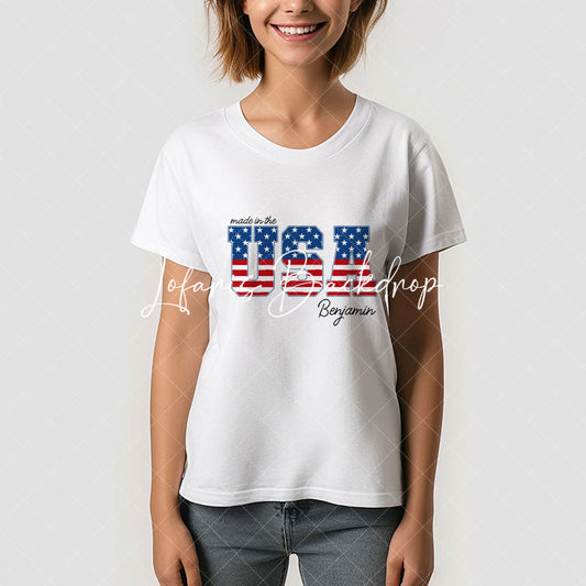 Lofaris Made in USA American Flag Custom Faimly T-shirt