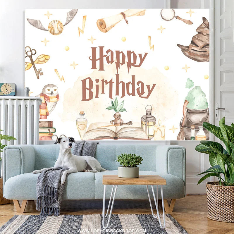 Lofaris Magic Academy Tiny Spot Happy Birthday Backdrop