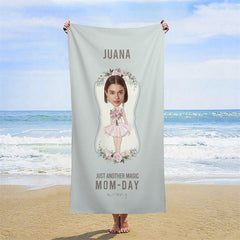 Lofaris Magic Mom - day Floral Custom Photo Beach Towel