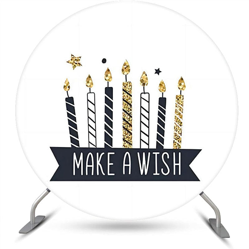 Lofaris Make A Wish Black Candles Round Birthday Backdrop