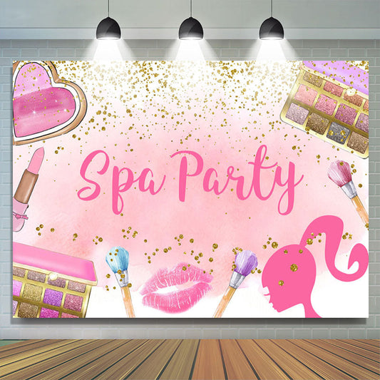 Lofaris Makeups Gold Glitter Pink Spa Party Backdrop For Girls